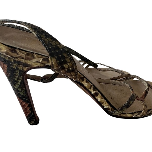Halston Heritage Genuine Python Snakeskin Heels in Brown and Tan - Picture 5 of 10